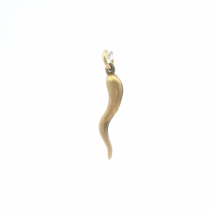 14K Yellow Gold Italian Horn Pendant / Charm, Dainty Polished Cornicello
