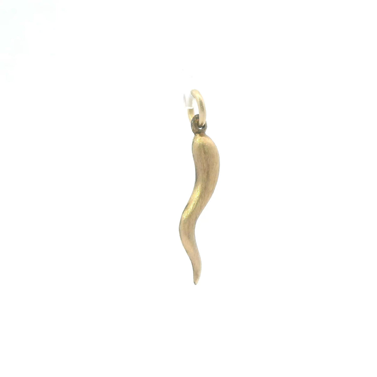 14K Yellow Gold Italian Horn Pendant / Charm, Dainty Polished Cornicello