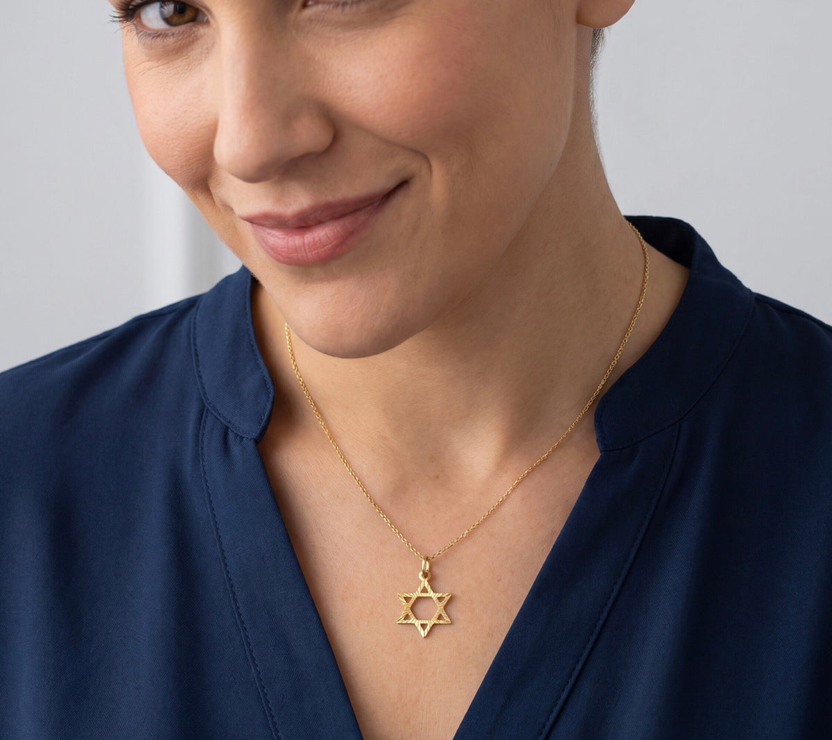 18K Yellow Gold Star Of David Pendant / Charm - Magen David Jewish