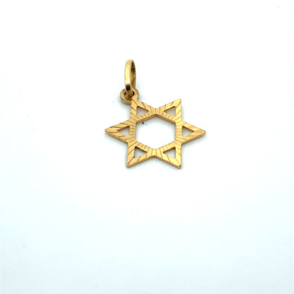 18K Yellow Gold Star Of David Pendant / Charm - Magen David Jewish