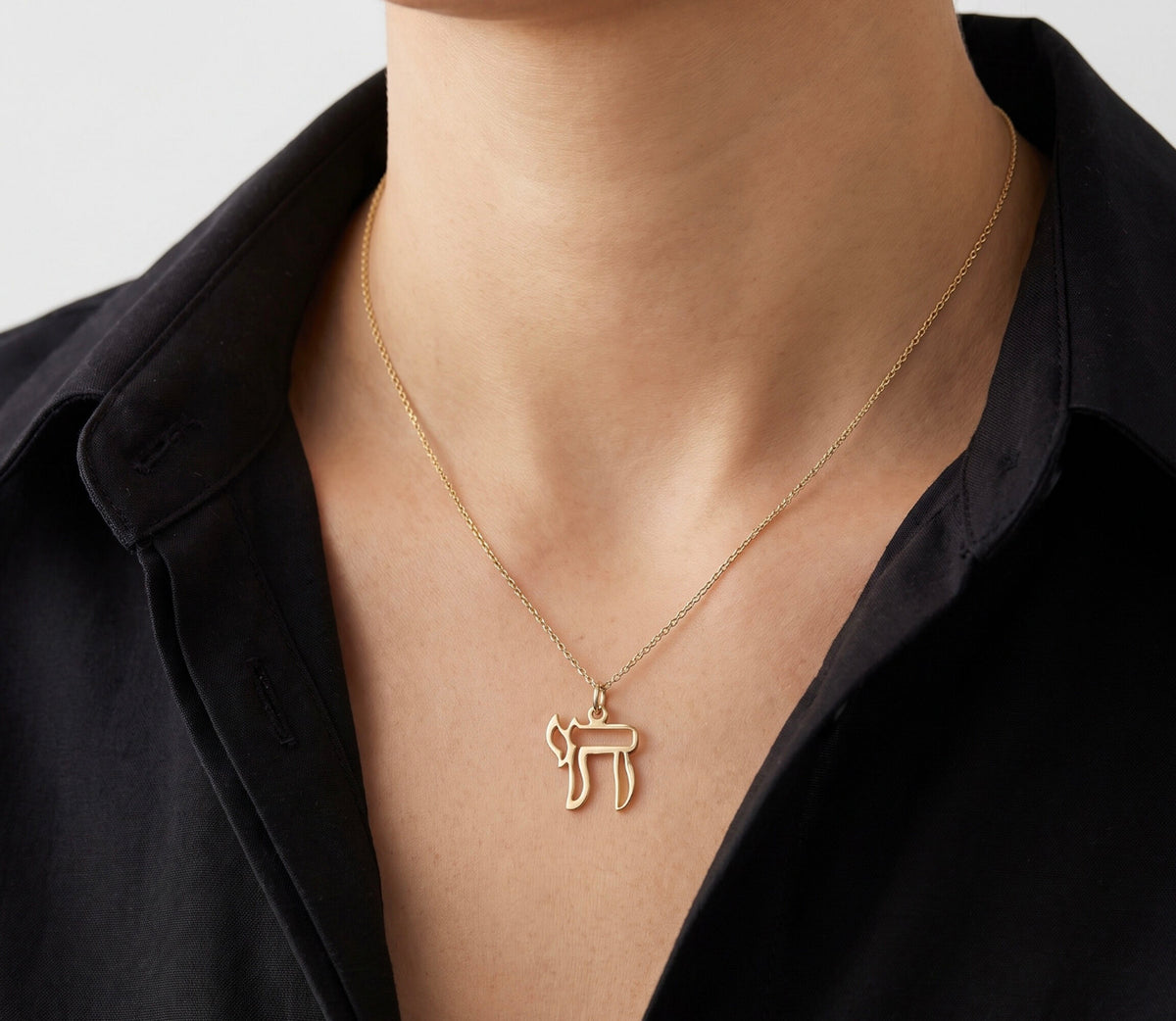 14K Yellow Gold Chai Pendant / Charm Hebrew Symbol Dainty Polished Finish