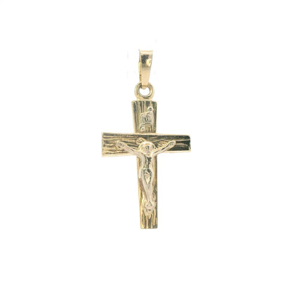 14K Yellow Gold Cross Pendant Dainty Polished Minimalist Religious Charm
