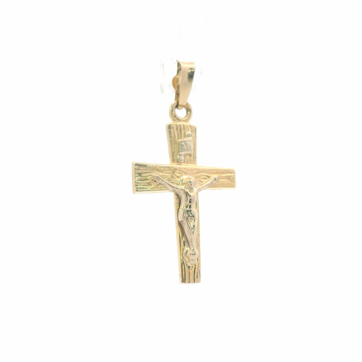 14K Yellow Gold Cross Pendant Dainty Polished Minimalist Religious Charm