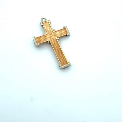 14K White & Yellow Gold Two-Tone Vintage Cross Pendant