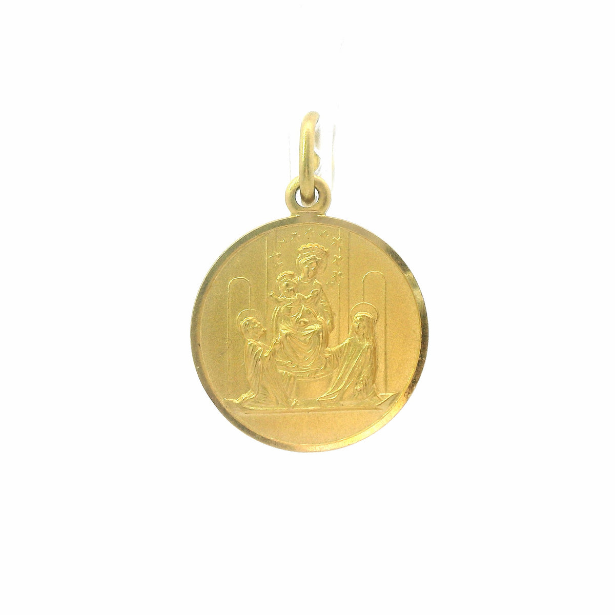 18K Yellow Gold Lady of Pompeii Pendant / Charm Virgin Mary Medal