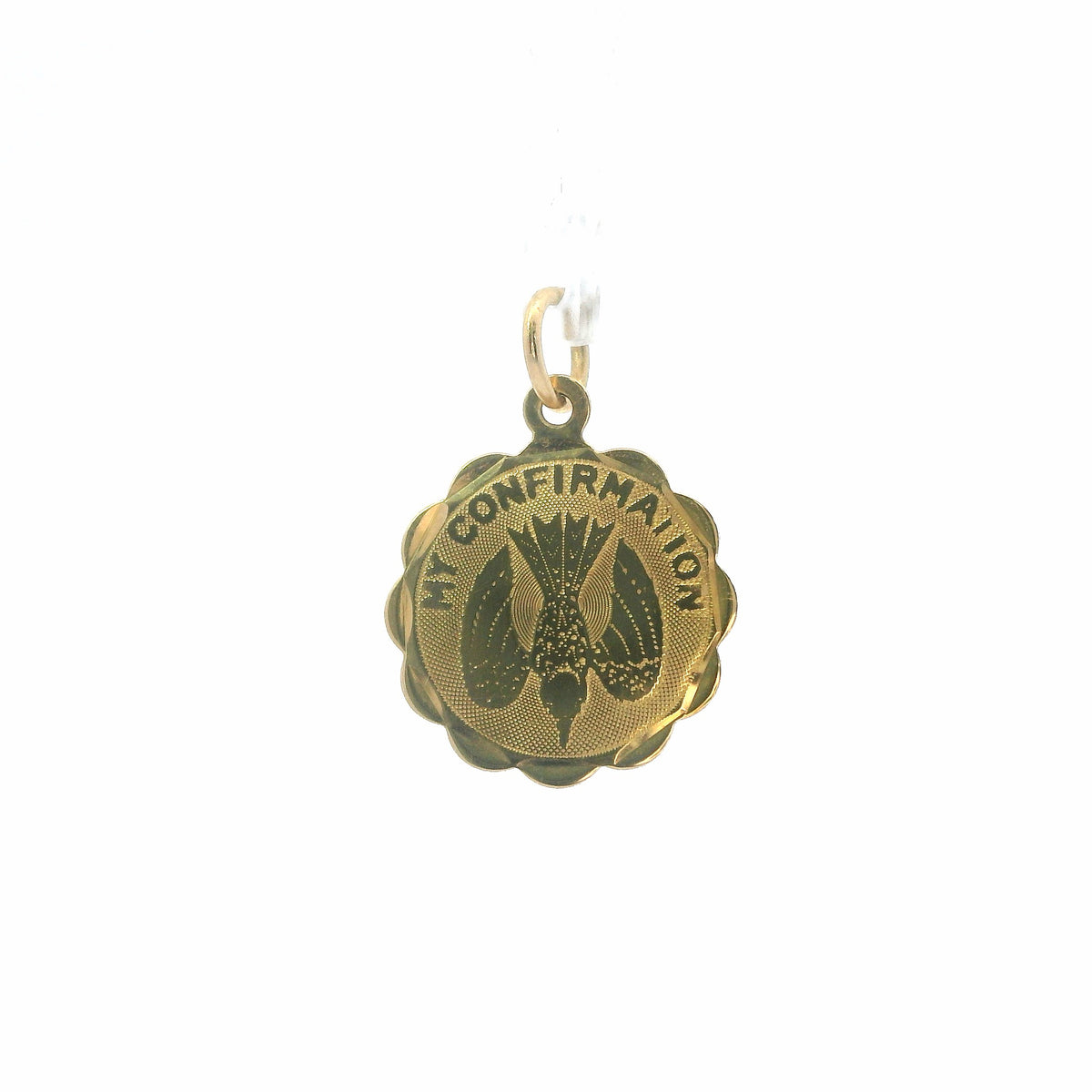 14K Yellow Gold Confirmation Charm Pendant Dainty Religious Mini Keepsake