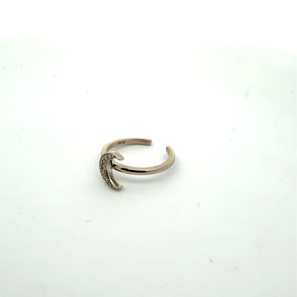 14K White Gold Crescent Moon Toe Ring 0.04 CTW Moissanite Dainty Minimalist