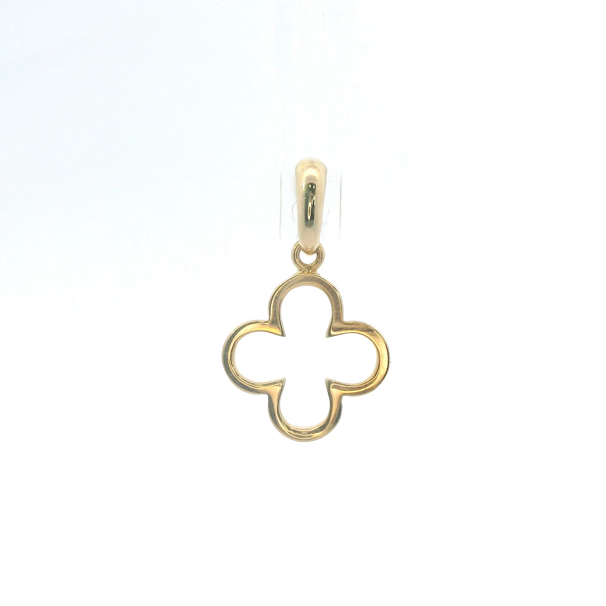 18K Yellow Gold Clover Pendant Dainty Four-Leaf Lucky Motif Polished Finish
