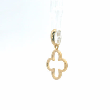 18K Yellow Gold Clover Pendant Dainty Four-Leaf Lucky Motif Polished Finish