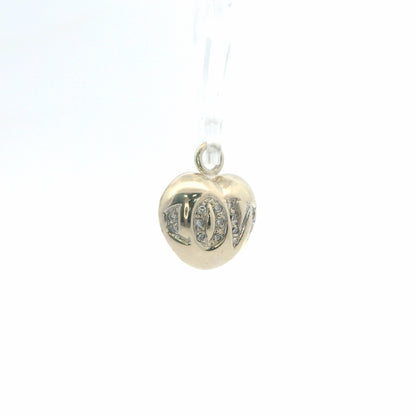 14K White Gold & Diamond Bubble Love Heart Pendant 0.10 CTW Pave