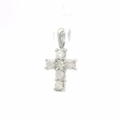 900 Platinum & Round Diamond Cross Pendant, 0.20 CTW, Dainty Classic Design