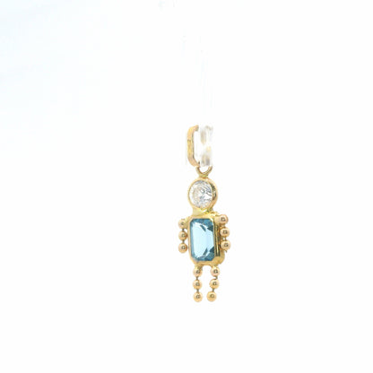 14K Yellow Gold Synthetic Spinel & Cubic Zirconia Little Boy Figural Pendant 0.80 CTW