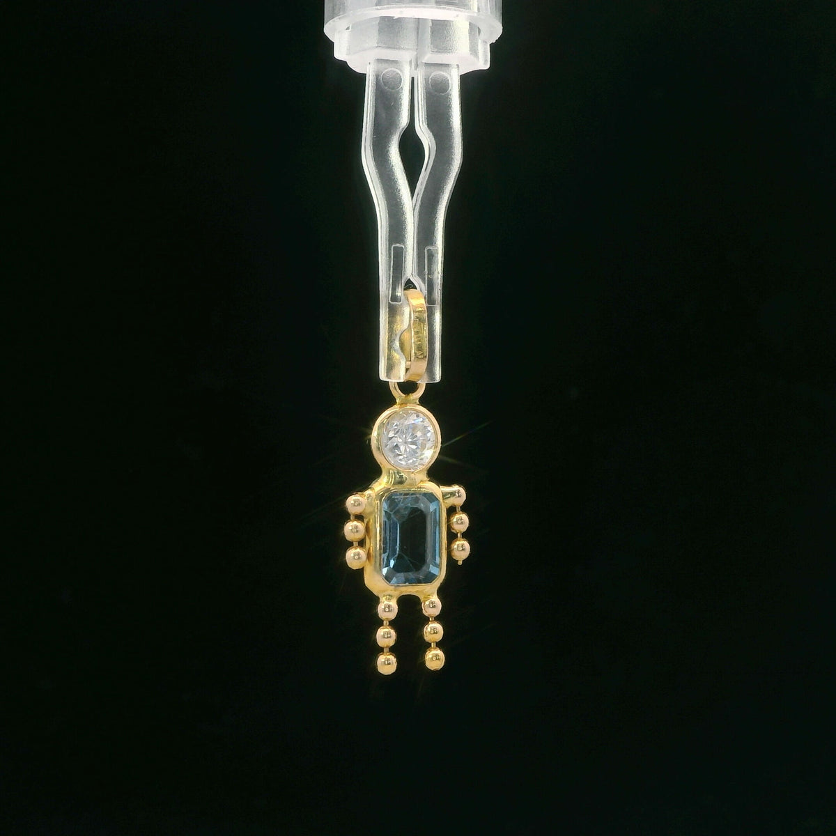 14K Yellow Gold Synthetic Spinel & Cubic Zirconia Little Boy Figural Pendant 0.80 CTW