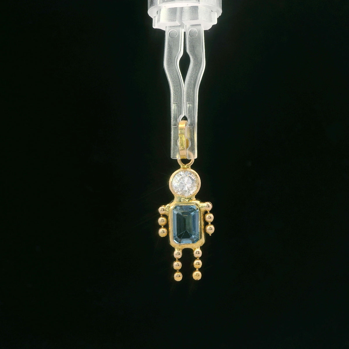 14K Yellow Gold Synthetic Spinel & Cubic Zirconia Little Boy Figural Pendant 0.80 CTW