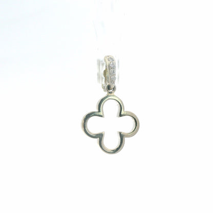 18K White Gold & Lab Grown Diamond Four-Leaf Clover Pendant 0.06 CTW Mini