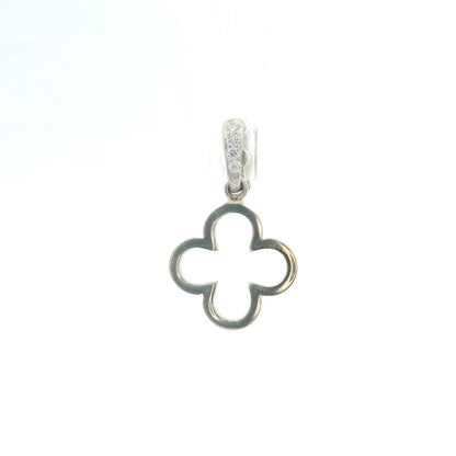 18K White Gold & Lab Grown Diamond Four-Leaf Clover Pendant 0.06 CTW Mini