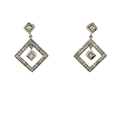 14K White Gold 1.02 CTW Diamond Drop Earrings with 10K White Gold Backs