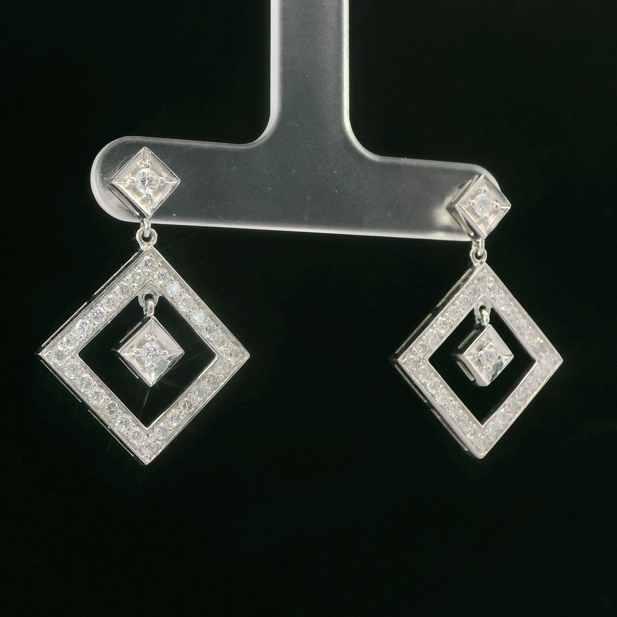 14K White Gold 1.02 CTW Diamond Drop Earrings with 10K White Gold Backs