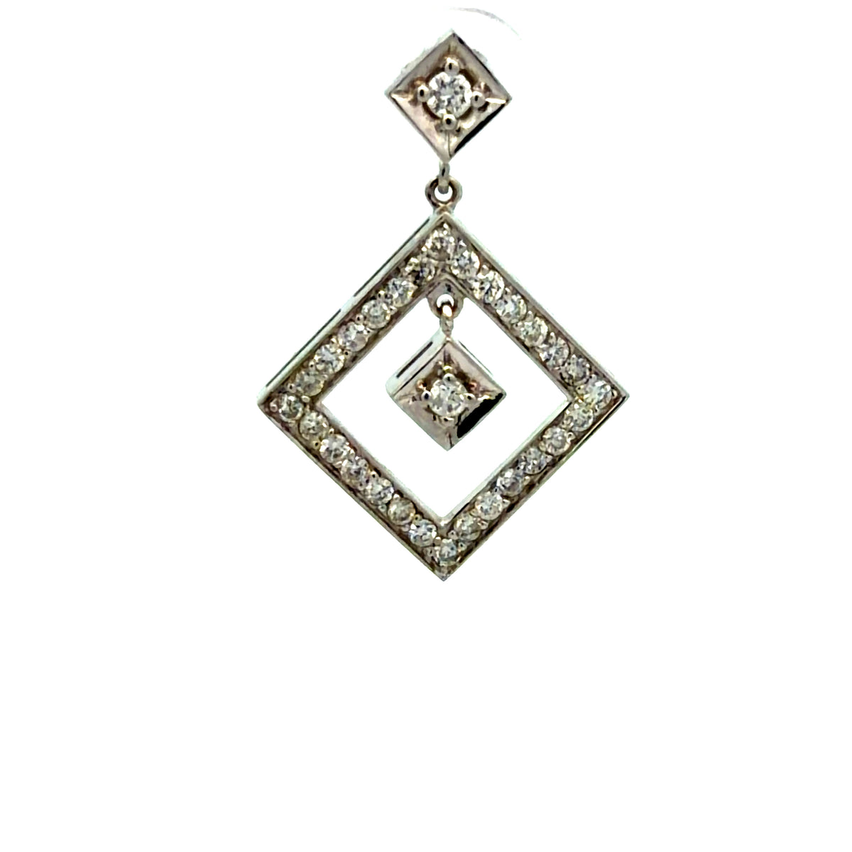 14K White Gold 1.02 CTW Diamond Drop Earrings with 10K White Gold Backs
