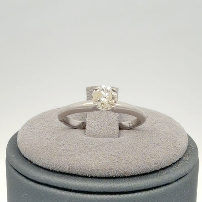 14K White Gold 0.54ct Diamond Solitair Ring Classic Round 4-Prong Size 4.5