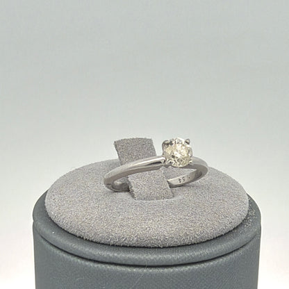 14K White Gold 0.54ct Diamond Solitair Ring Classic Round 4-Prong Size 4.5