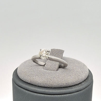 14K White Gold 0.54ct Diamond Solitair Ring Classic Round 4-Prong Size 4.5