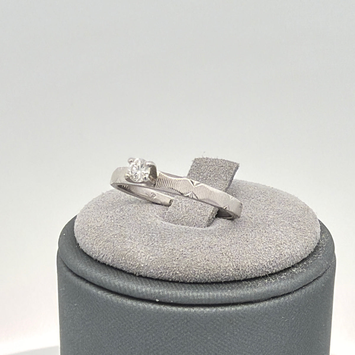 14K White Gold 0.13ct Lab-Grown Round Diamond Solitaire Ring, Size 5.75