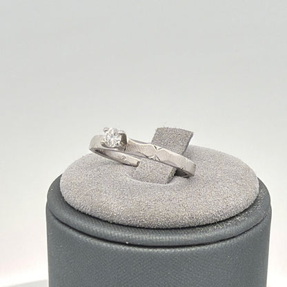 14K White Gold 0.13ct Lab-Grown Round Diamond Solitaire Ring, Size 5.75
