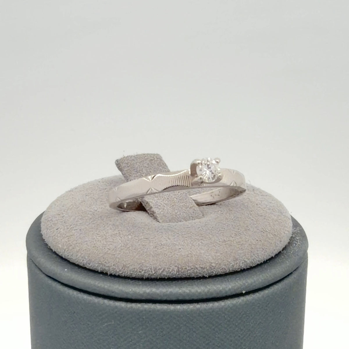 14K White Gold 0.13ct Lab-Grown Round Diamond Solitaire Ring, Size 5.75