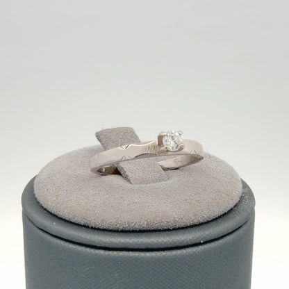 14K White Gold 0.13ct Lab-Grown Round Diamond Solitaire Ring, Size 5.75