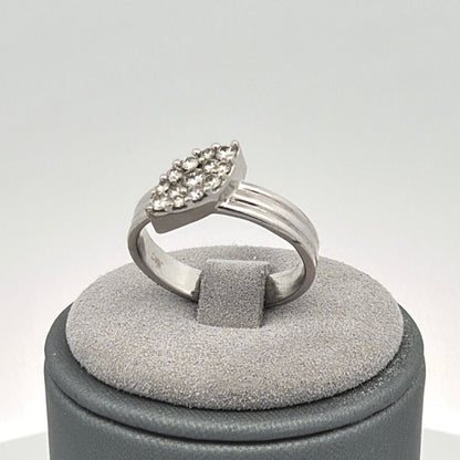 14K White Gold Cluster Ring 0.36 CTW Round Birlliant Natural Diamond  Size 6.5