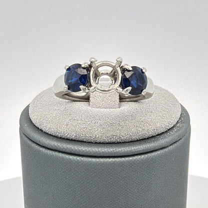 Platinum Setting w/ 2.25ctw Sapphire Side Stones Semi-Mount Ring Size 7