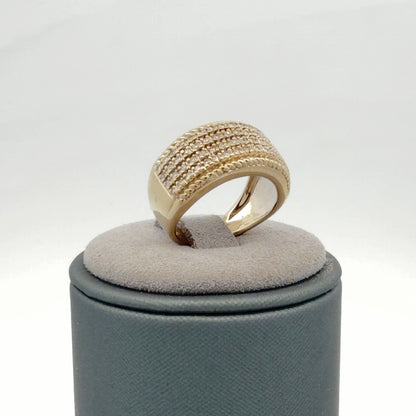 14K White Gold Diamond Four Row Band, 0.61ctw Round Natural Diamond Size 4.5
