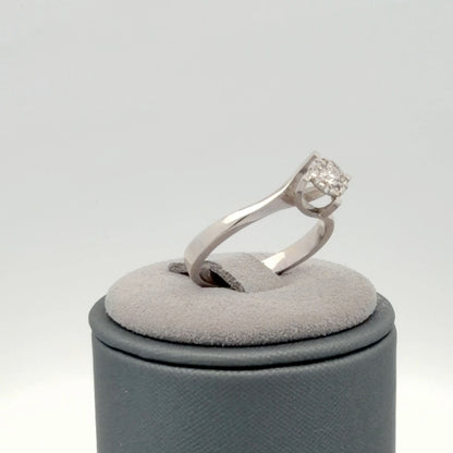 10K White Gold 0.25 CTW Dainty Diamond Cluster Ring, Size 7, Round Diamonds