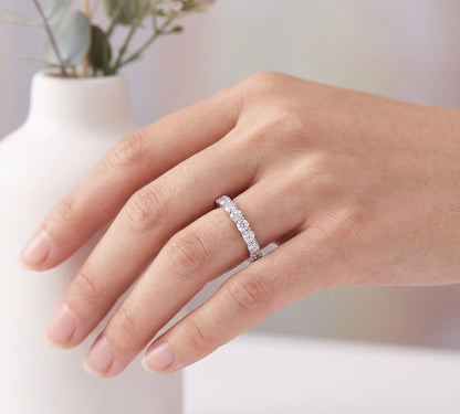 14K White Gold Diamond Eternity Band 1.26 CTW Round Shared-Prong, Size 4