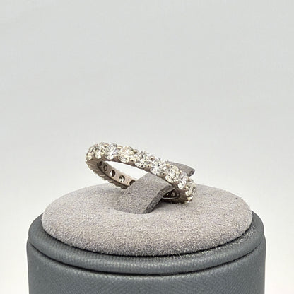 14K White Gold Diamond Eternity Band 1.26 CTW Round Shared-Prong, Size 4