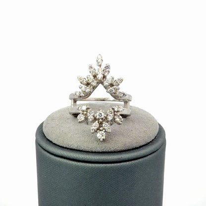14K Diamond Enhancer Ring White Gold 0.60 CTW Size 5 US Fits 2.4mm Bands