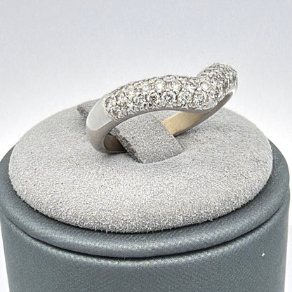 18K White Gold 0.43 CTW Diamond Pave V-Shaped Band Chevron Contour Size 5