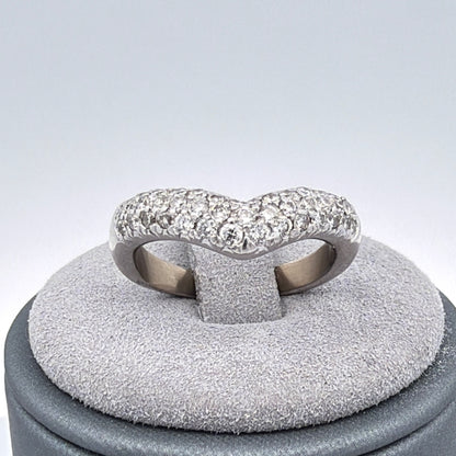 18K White Gold 0.43 CTW Diamond Pave V-Shaped Band Chevron Contour Size 5