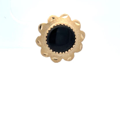14K Yellow Gold Onyx Stud Earrings with Durable 10K Gold Backs, Classic