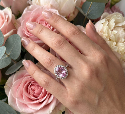 14K White Gold Synthetic Sapphire & Lab Grown Diamond Cocktail Ring