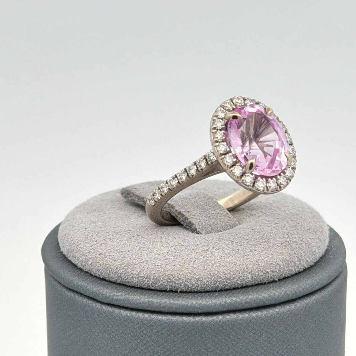 14K White Gold Synthetic Sapphire & Lab Grown Diamond Cocktail Ring