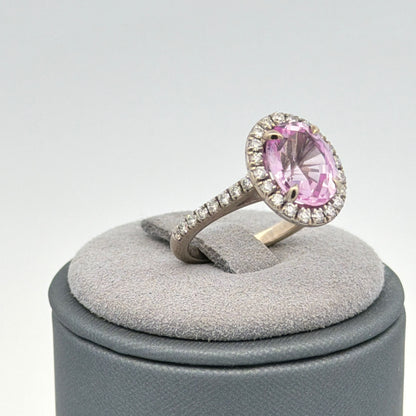 14K White Gold Synthetic Sapphire & Lab Grown Diamond Cocktail Ring