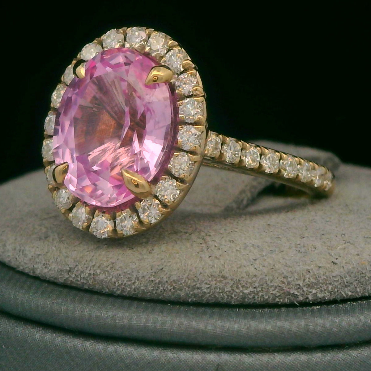 14K White Gold Synthetic Sapphire & Lab Grown Diamond Cocktail Ring