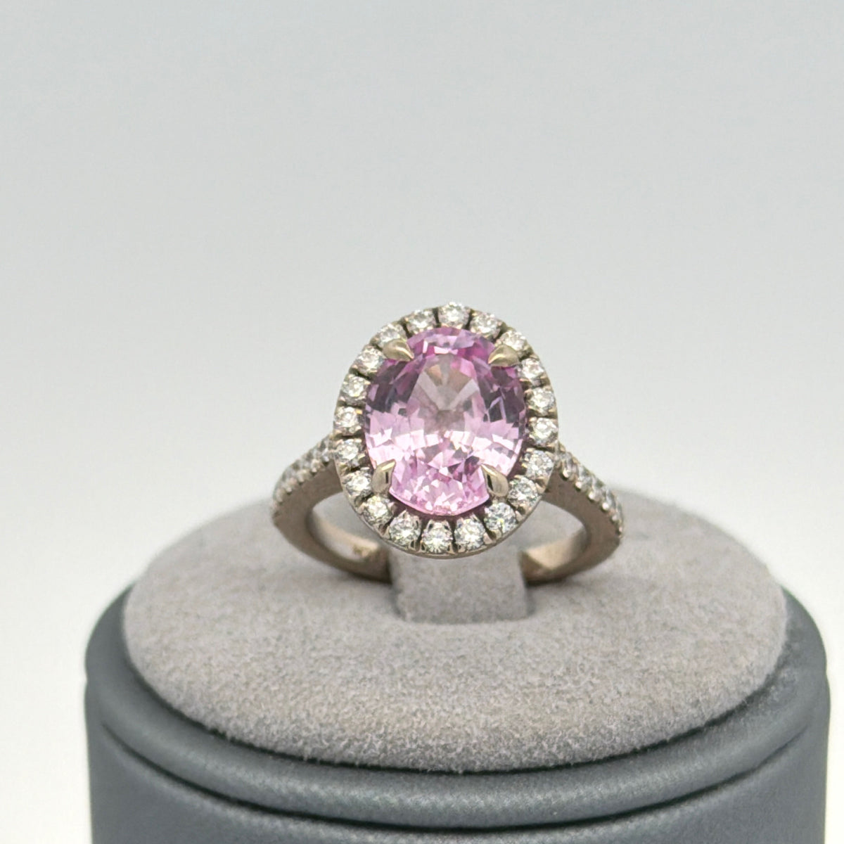 14K White Gold Synthetic Sapphire & Lab Grown Diamond Cocktail Ring