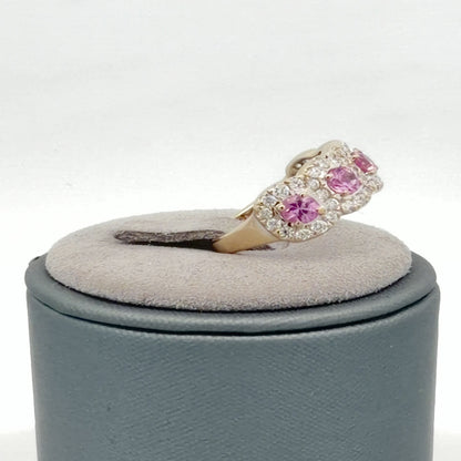14K White Gold 1.35ctw Synthetic Pink Sapphire & Lab Grown Diamond Band