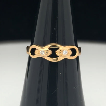 18K Yellow Gold Diamond Accented Band 0.03 CTW Looping Pattern Size 5.5
