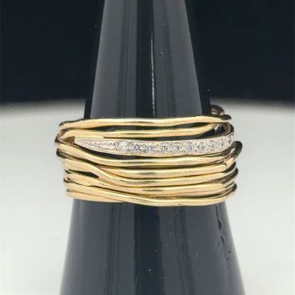 14K White & Yellow Gold Diamond-Accented Wide Band Two-Tone 0.11 CTW 8.5