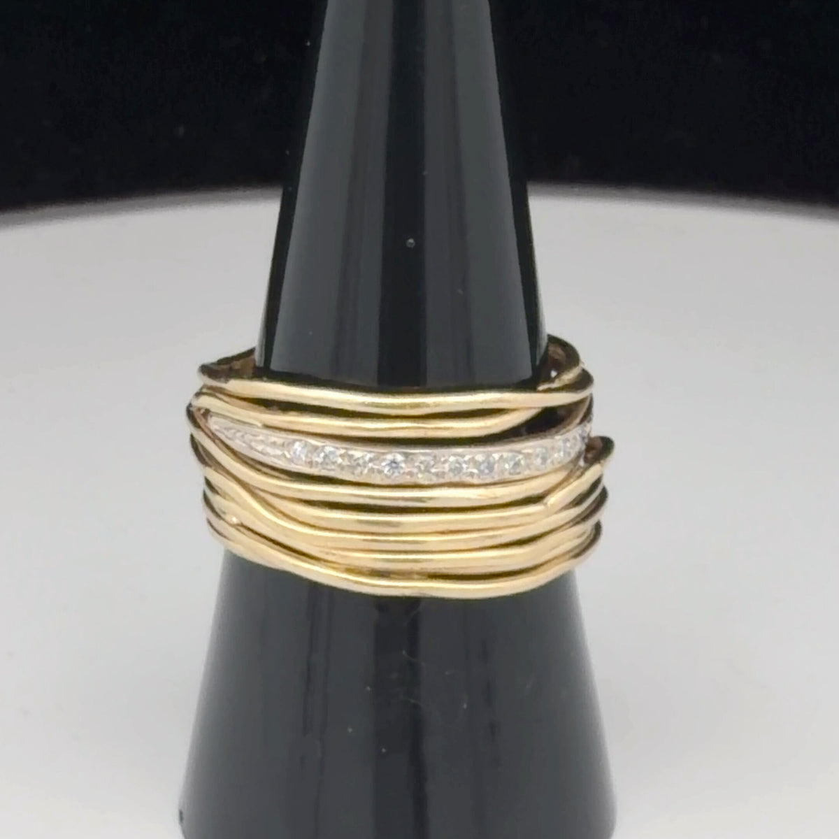 14K White & Yellow Gold Diamond-Accented Wide Band Two-Tone 0.11 CTW 8.5