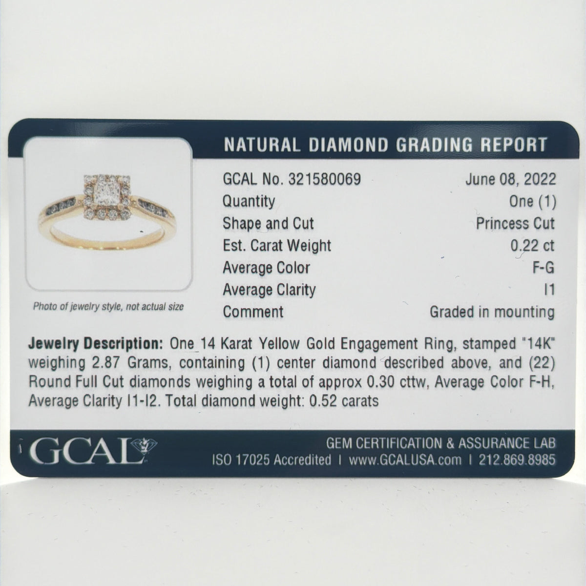 14K Yellow Gold 0.52ctw Diamond Halo Ring, Total 0.22 CTW, Size 5.25, Pave